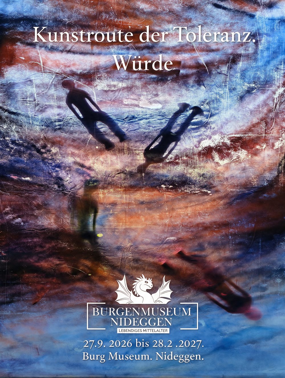 Plakat der Kunstroute der Toleranz zum Thema Würde im Burgenmuseum Nideggen